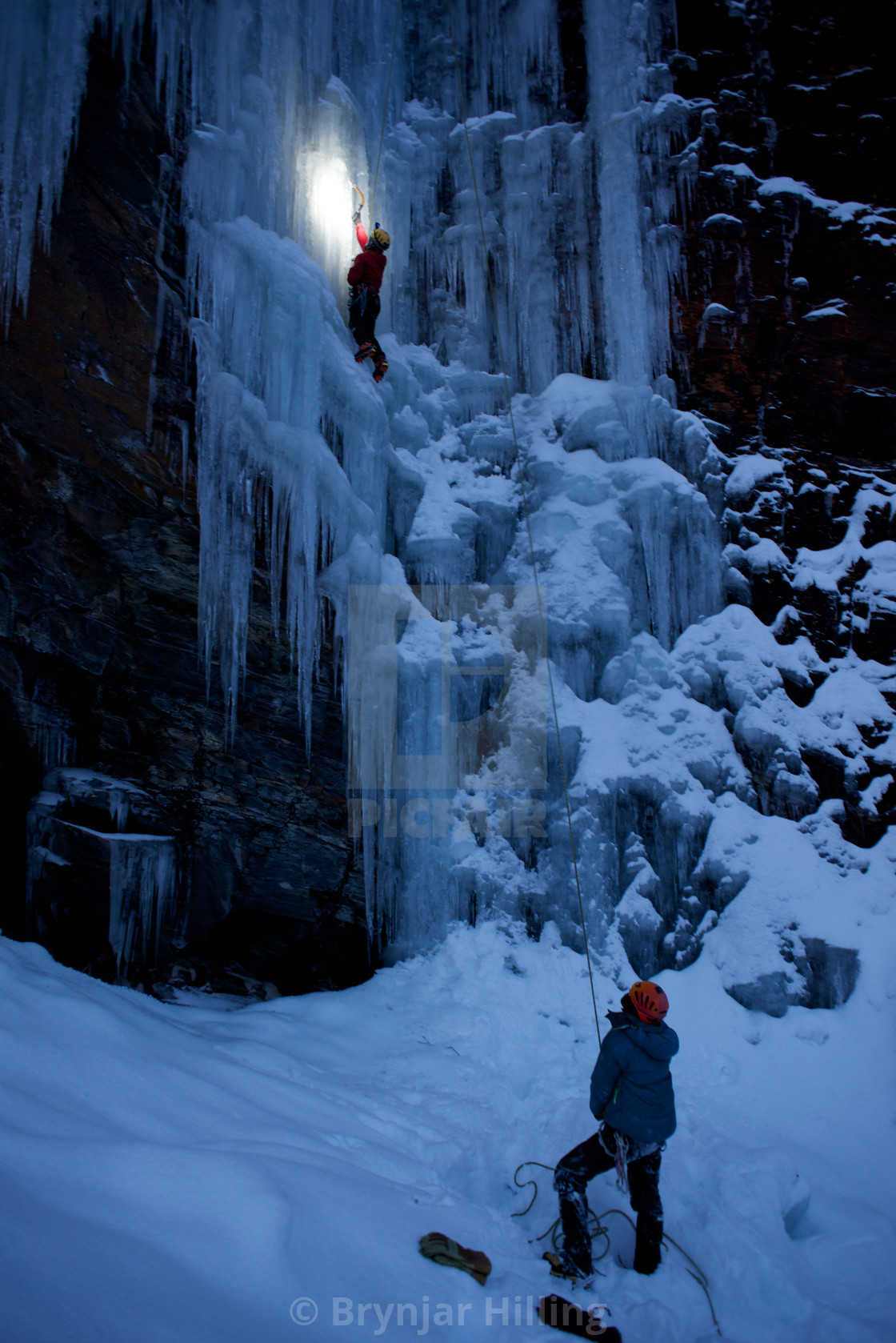 "Ice-climbing in the arctic" stock image