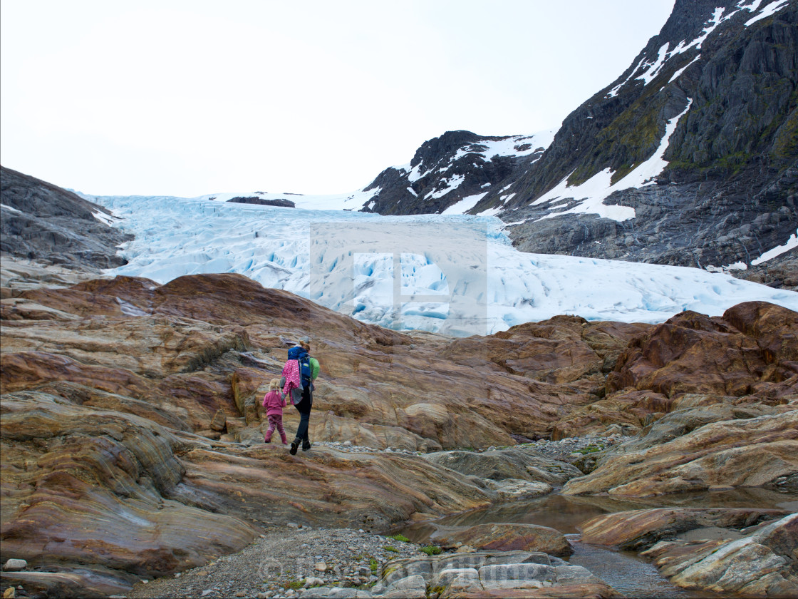 "Tourists heading for a glacier" stock image