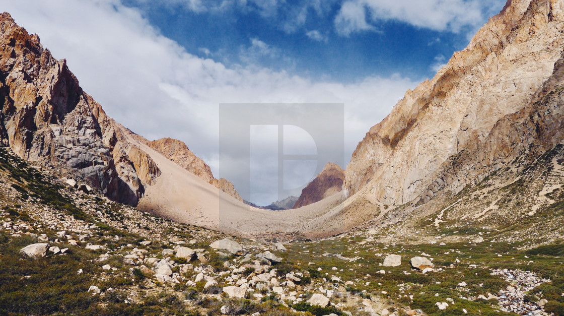 "Green valley in Chile and red mountains" stock image