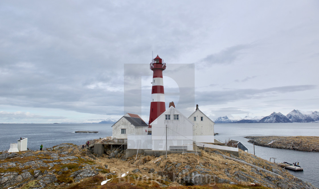 "Lighthouse on island" stock image