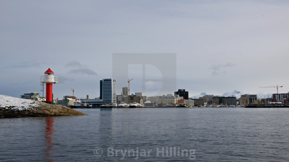 "Bodø skyline seen from a boat" stock image