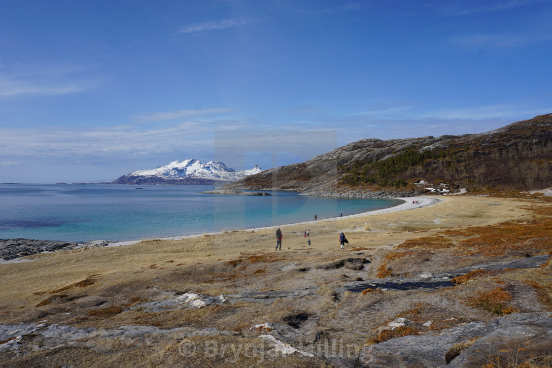 "Family heading for the beach" stock image