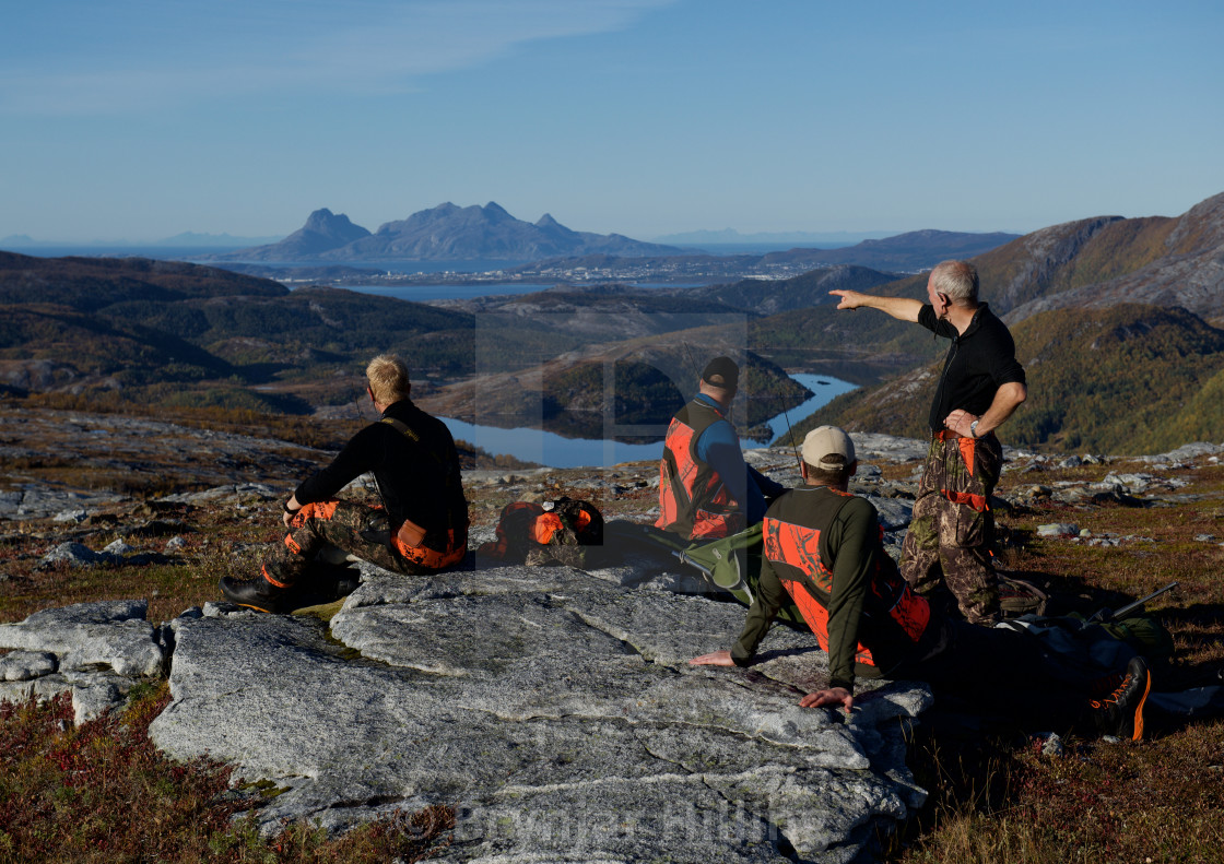 "Moose hunters in Norway" stock image