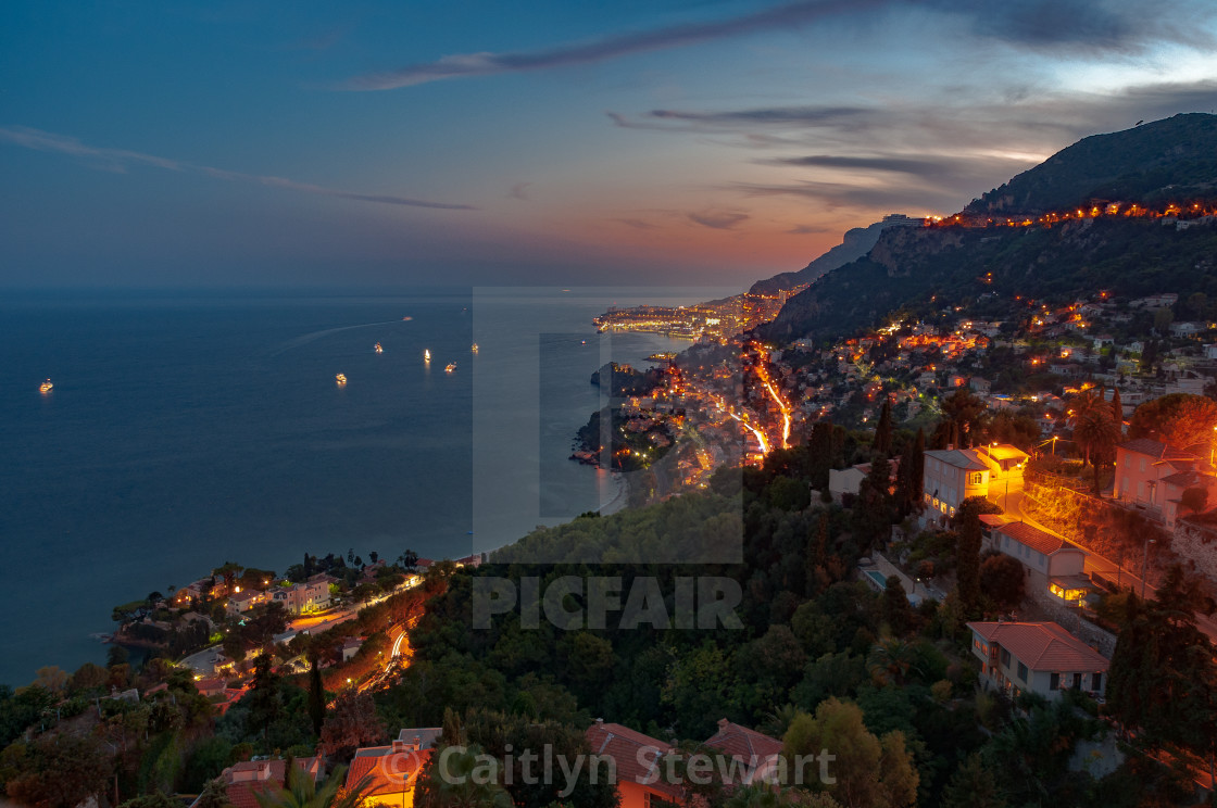 "Roquebrune at night, France" by Caitlyn Stewart - $15.42 "Roquebrune at night, France" stock image
