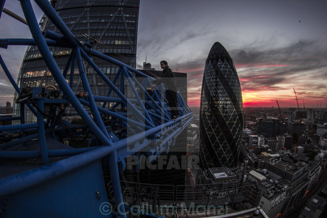 "London Crane Sunrise" stock image