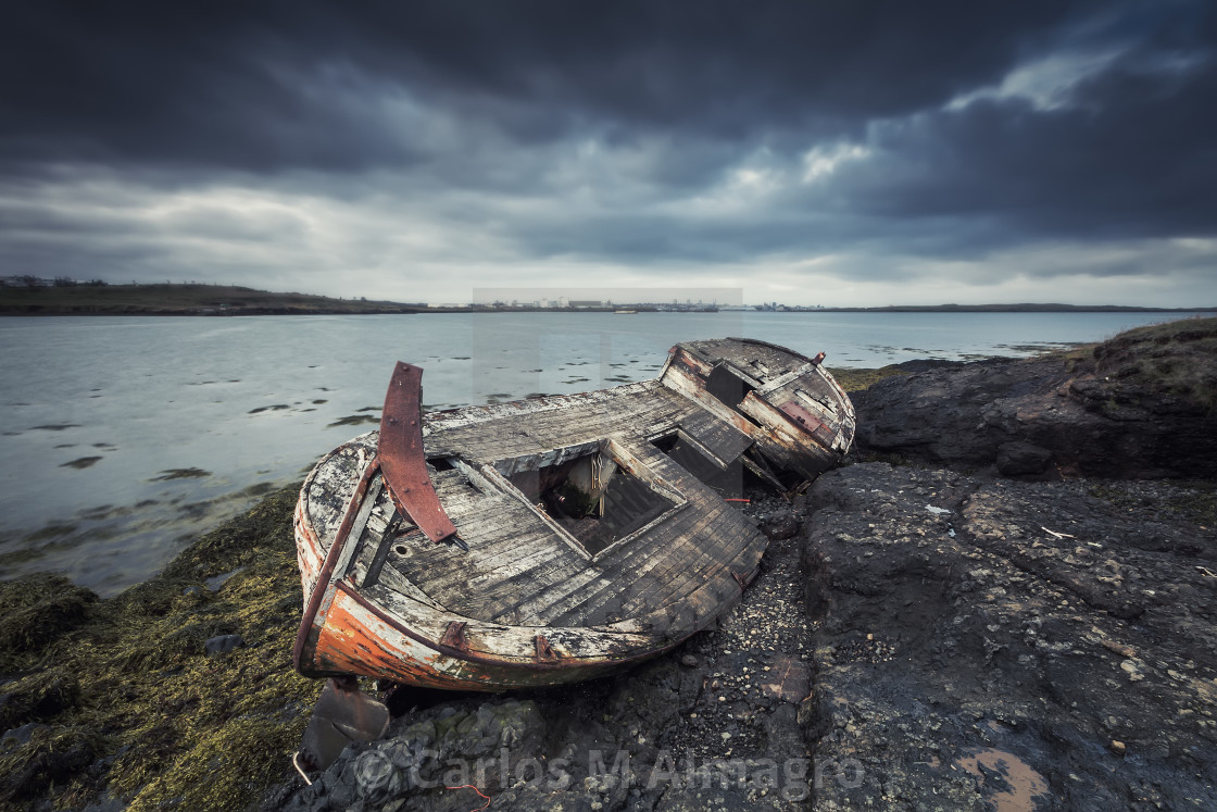 "Abandoned boat" stock image