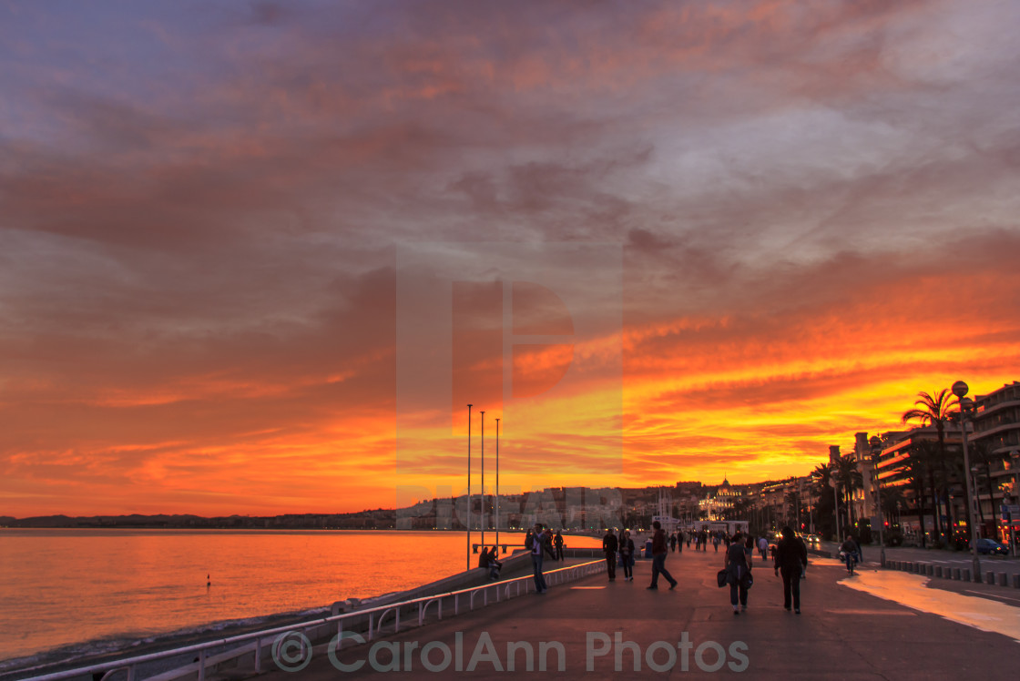 "Sunset on the Promenade des Anglais" stock image