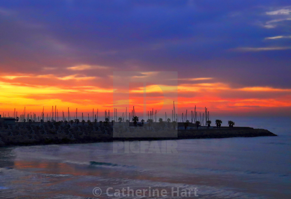 "Sunrise in Sitges, Spain" stock image