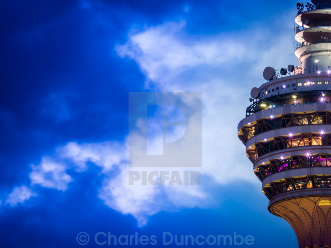 "Kuala Lumpur Tower at Night Closeup" stock image