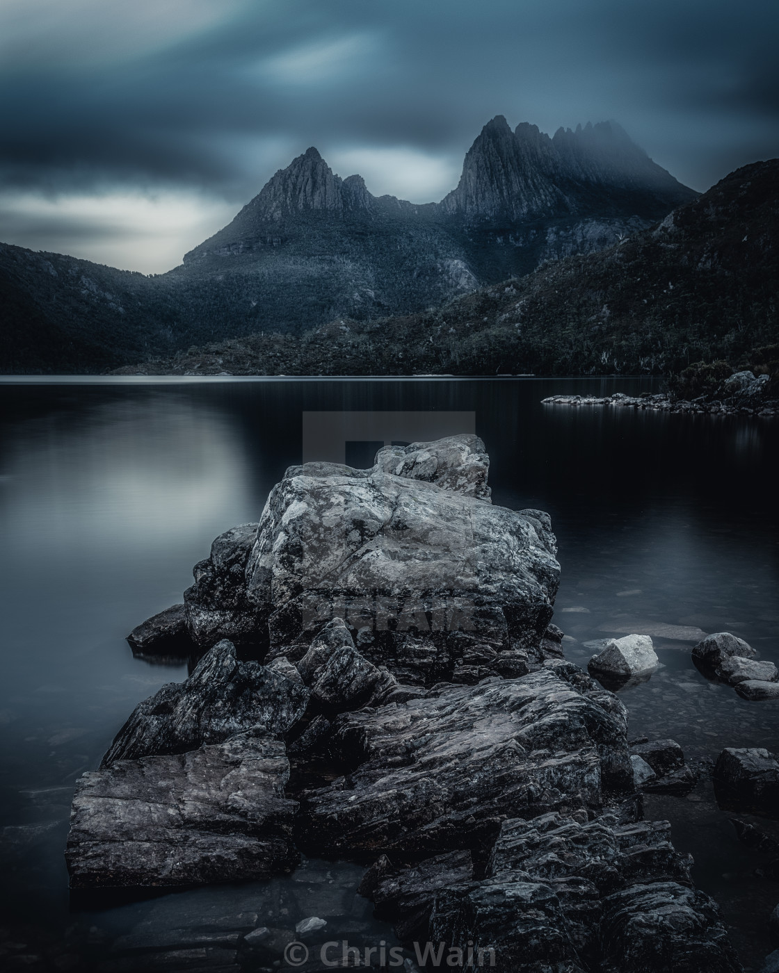 "Moody Cradle Mountain, Tasmania, Australia" stock image