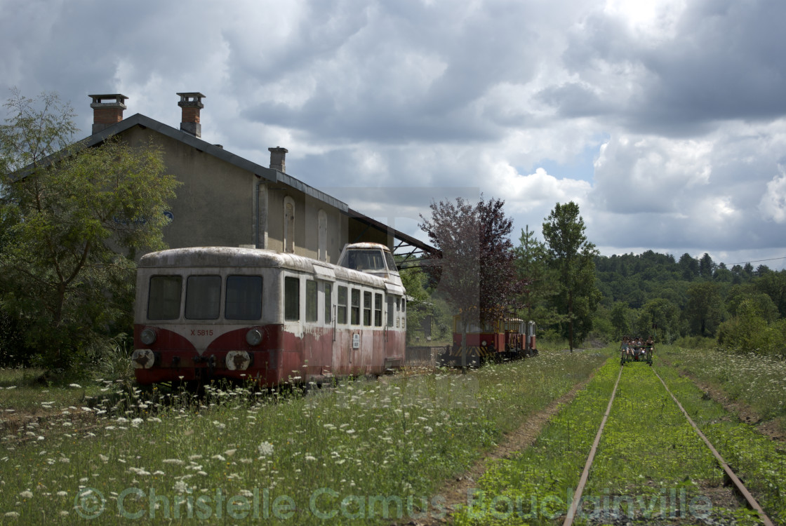 "abandoned station, derelict train" by Christelle Camus-Bouclainville - $10.80 "abandoned station, derelict train" stock image