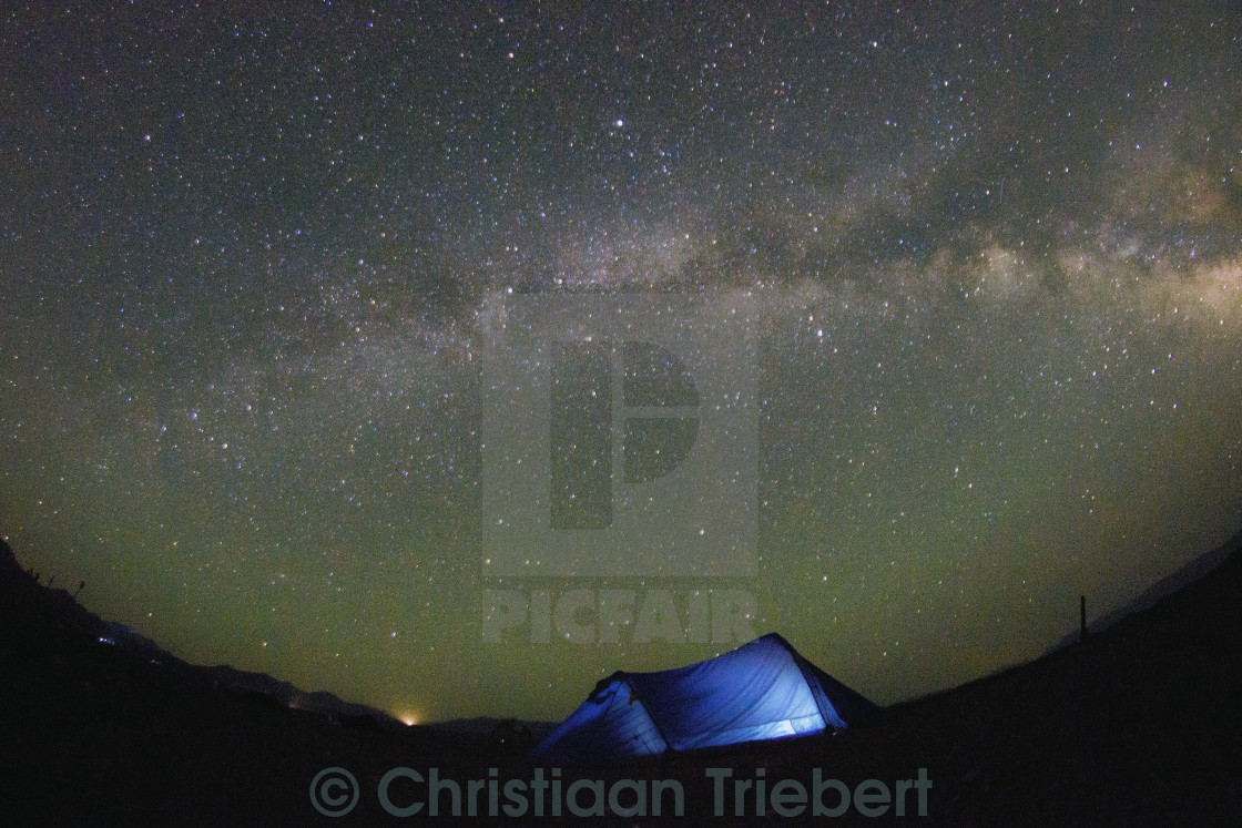 "Camping under the Milky Way" stock image