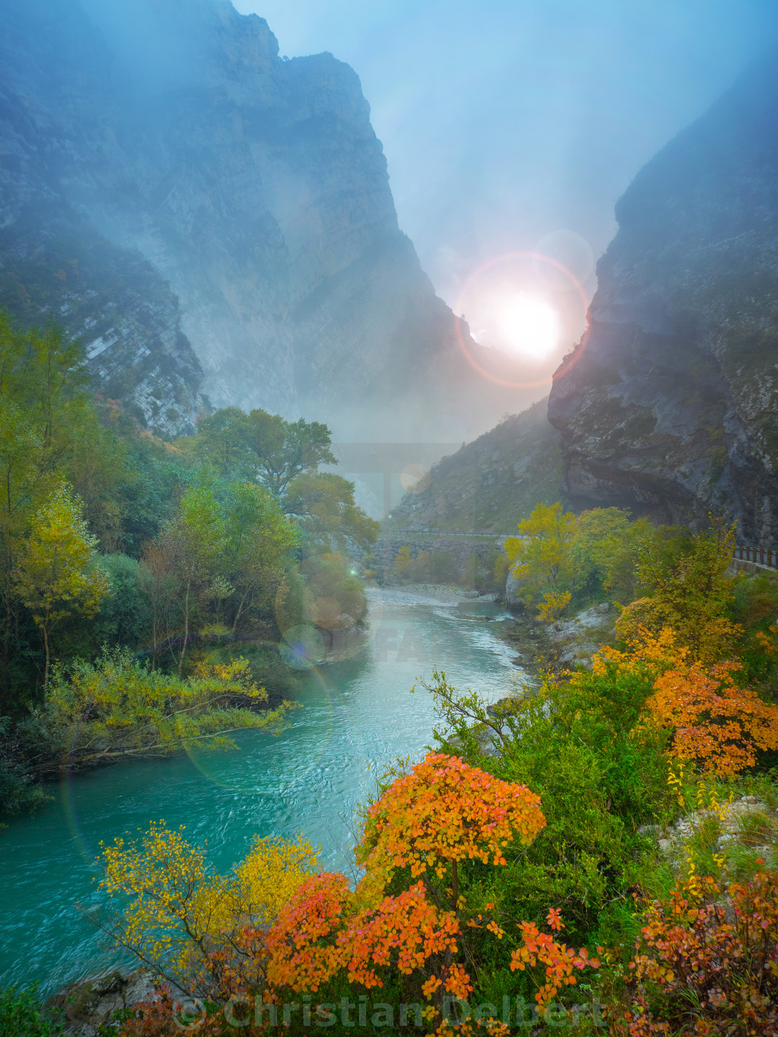 "Sunrise in canyon" stock image