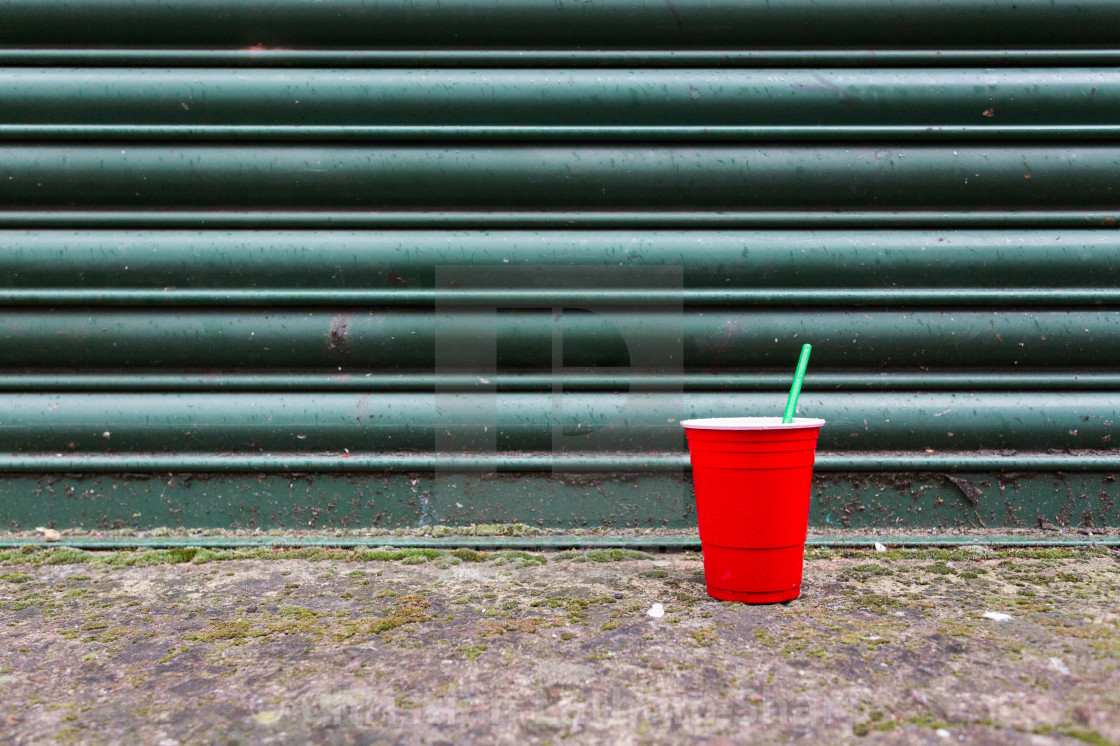 "Red Cup Green Straw" stock image