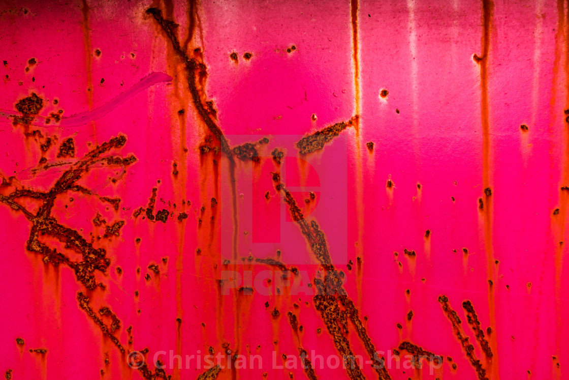 "Rust, Metal and Pink Paint" stock image