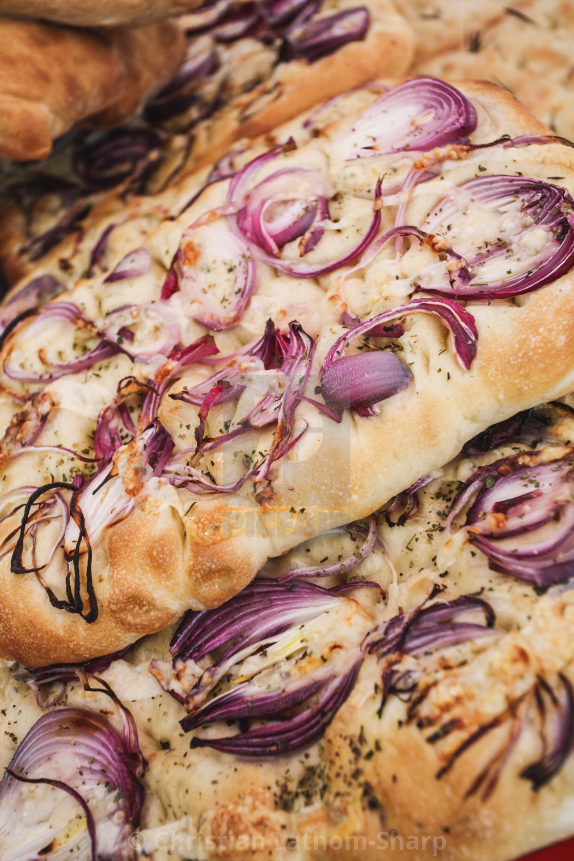 "Red Onion Focaccia" stock image