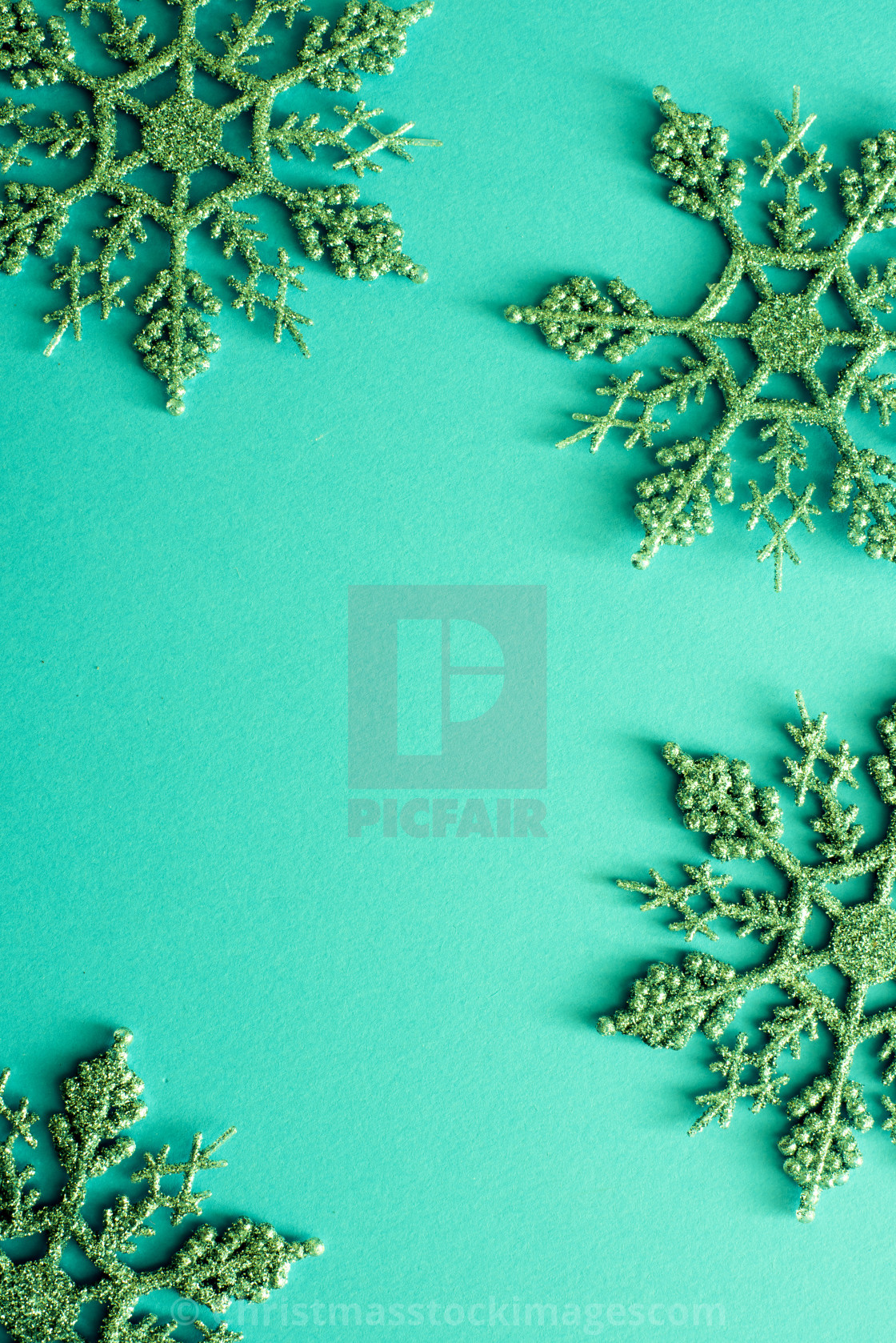 Green Background With Christmas Glitter Snowflakes License Download Or Print For 4 96 Photos Picfair