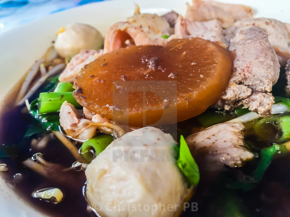 Noodles With Pork And Pork Balls Soup One Of The Popular Thai