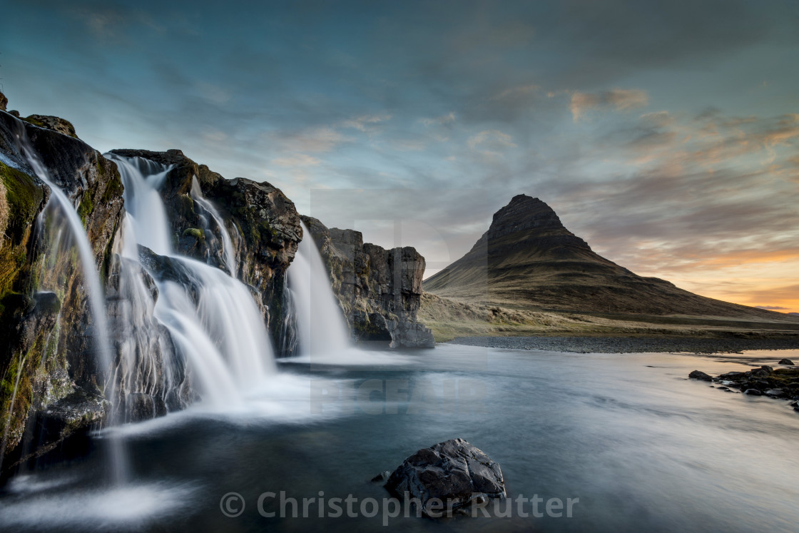 "Kirkjufell, Iceland, sunrise" stock image