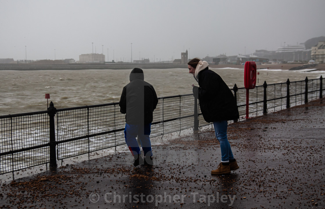 "Storm Ciara. Dover Harbour.UK" stock image