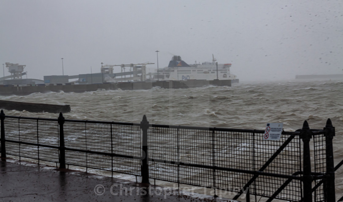 "Storm Ciara. Dover Harbour.UK" stock image