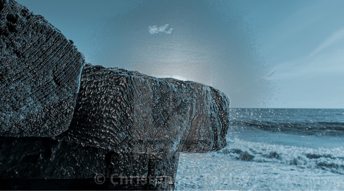 "Blue seascape or the past looking." stock image