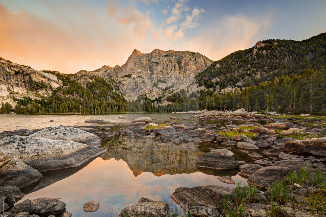 "Sunrise at High Meadow Lake" stock image