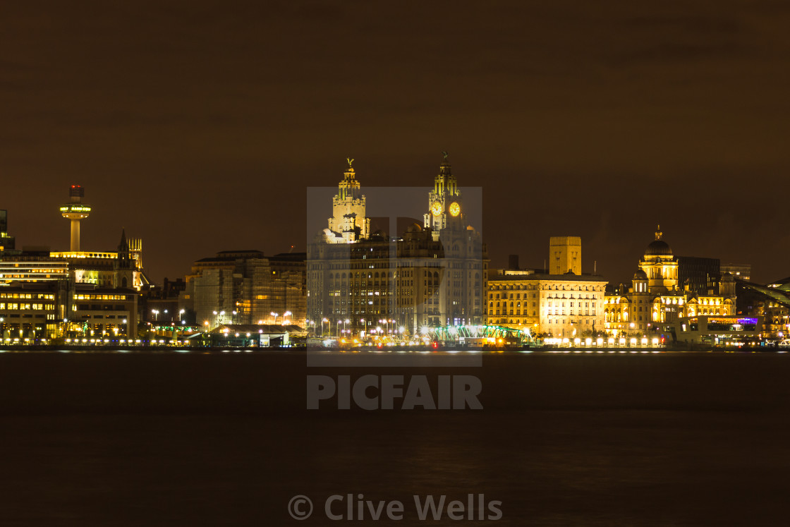 "Night view of Liverpool" by Clive Wells - £3.72 "Night view of Liverpool" stock image