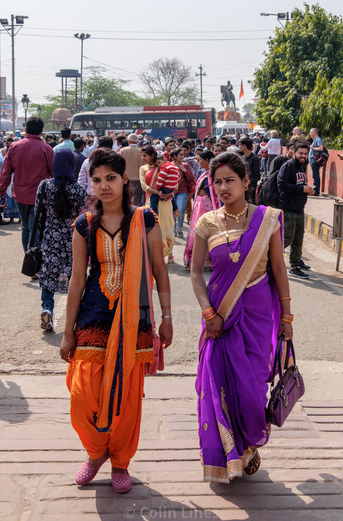 "Striking Sari's." stock image