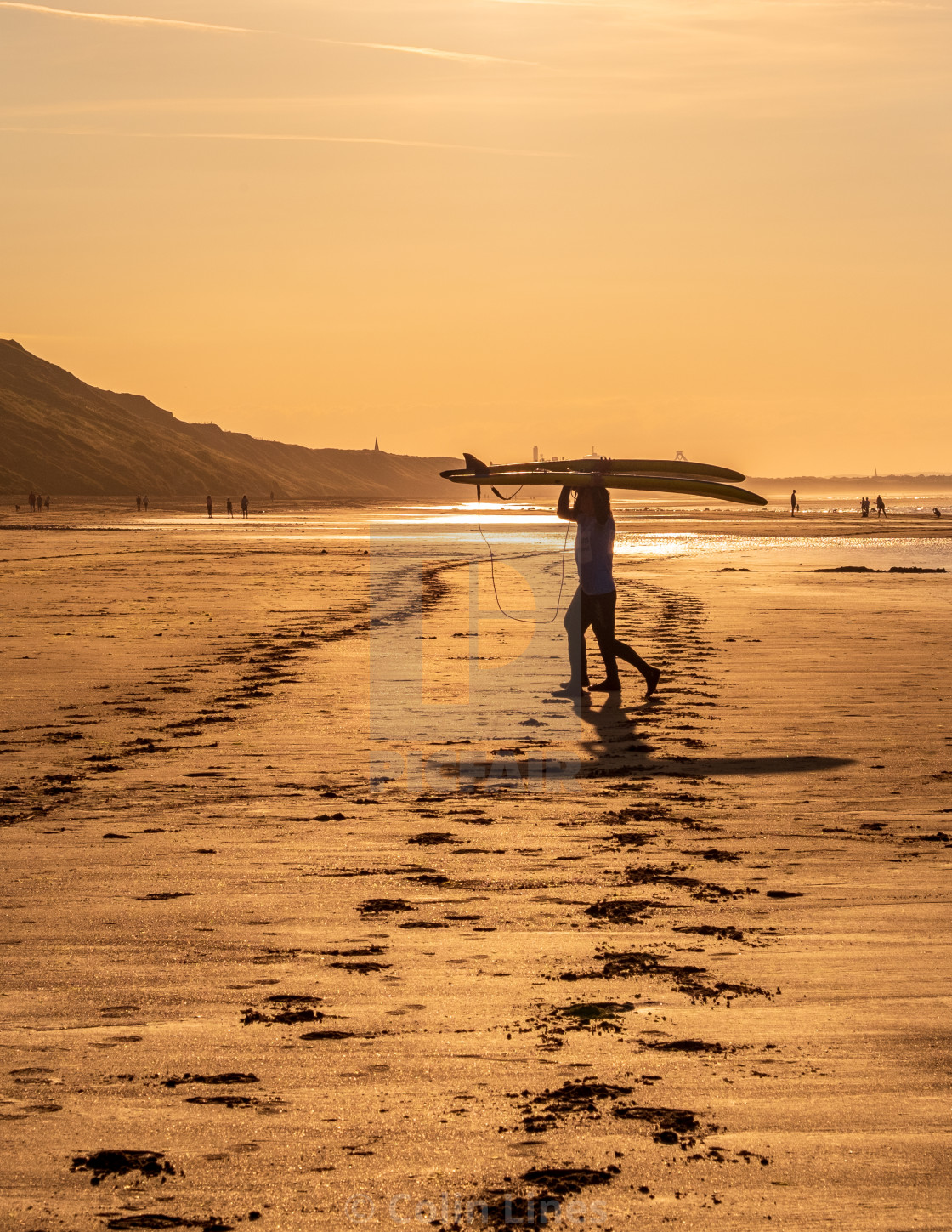 "Glowing Surfers." stock image