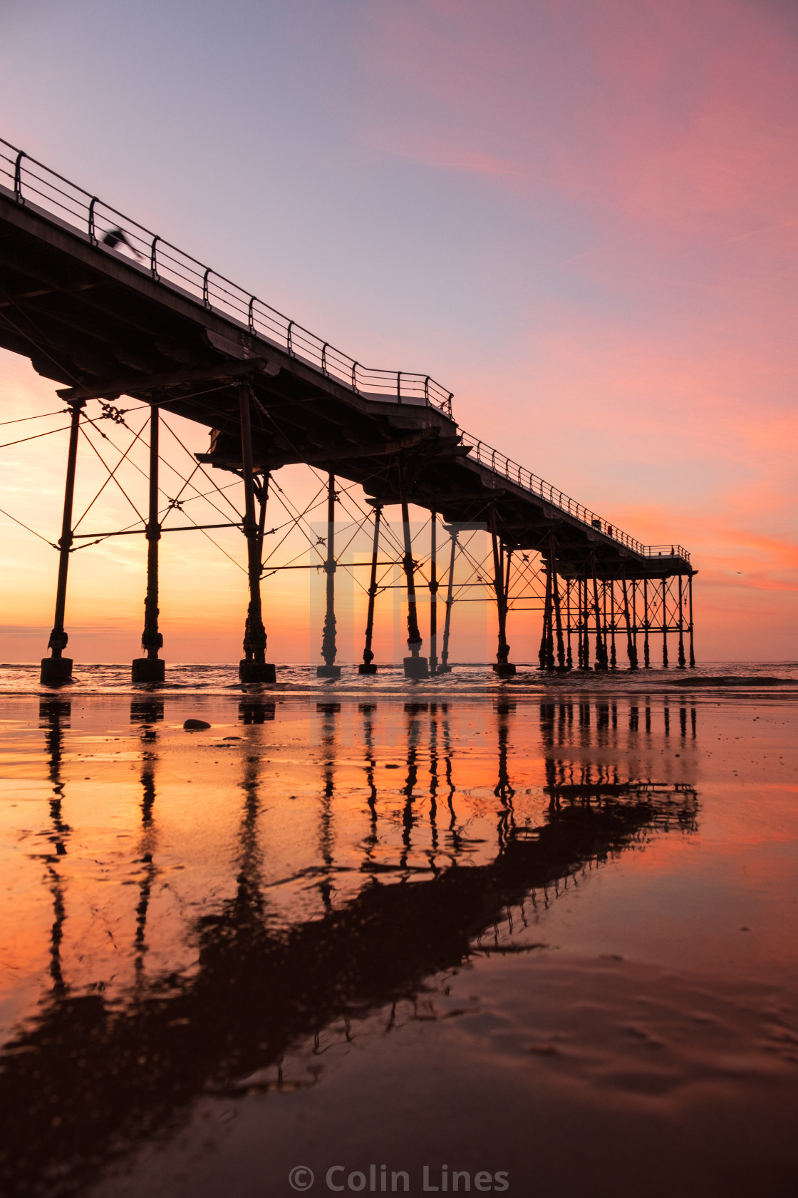 "Pier Reflection." stock image