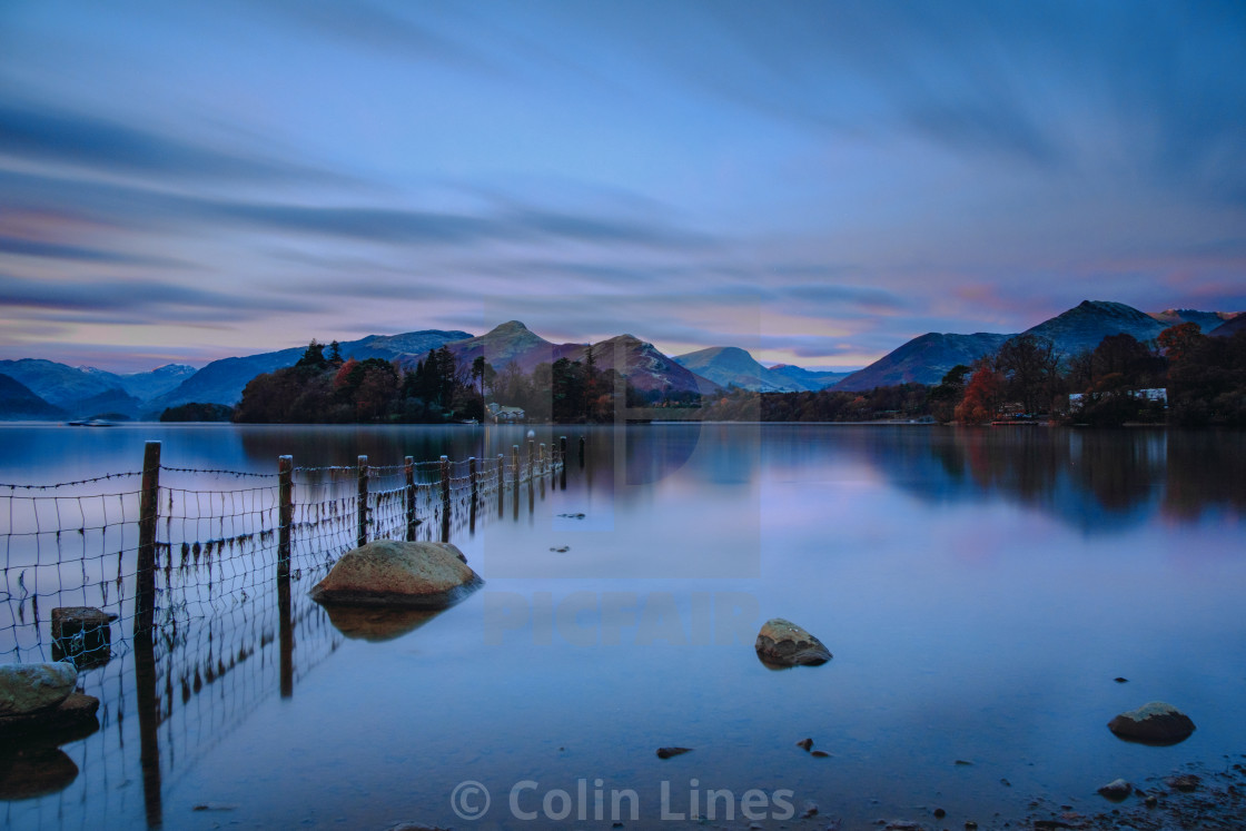 "Dawn At Derwentwater." stock image