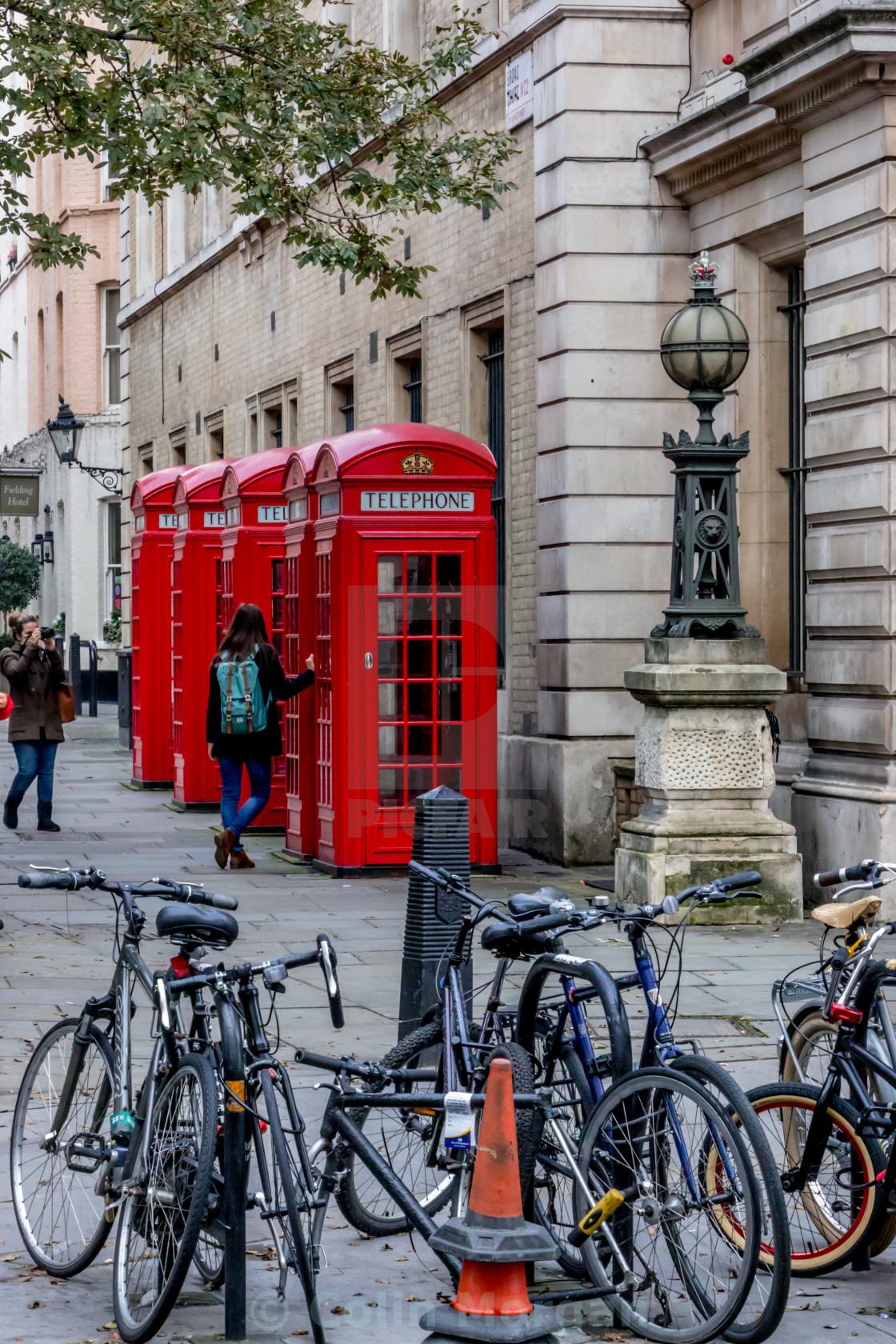 "Telephones and Bicycles" stock image