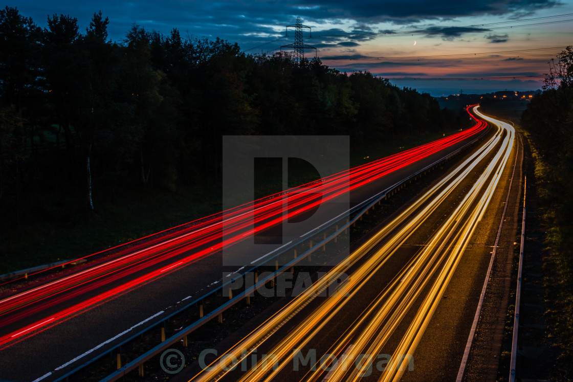 "A69 Light Trails, Northumberland" stock image