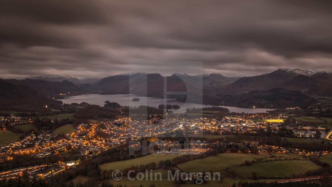 "Keswick at Night" stock image