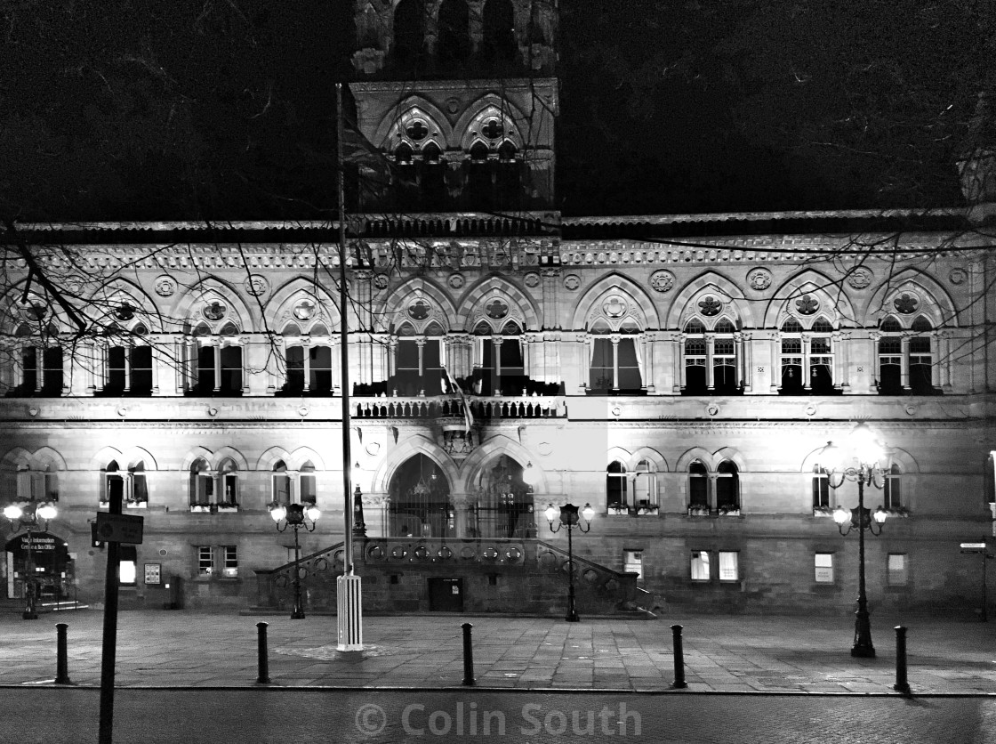 "Chester town hall at night" stock image