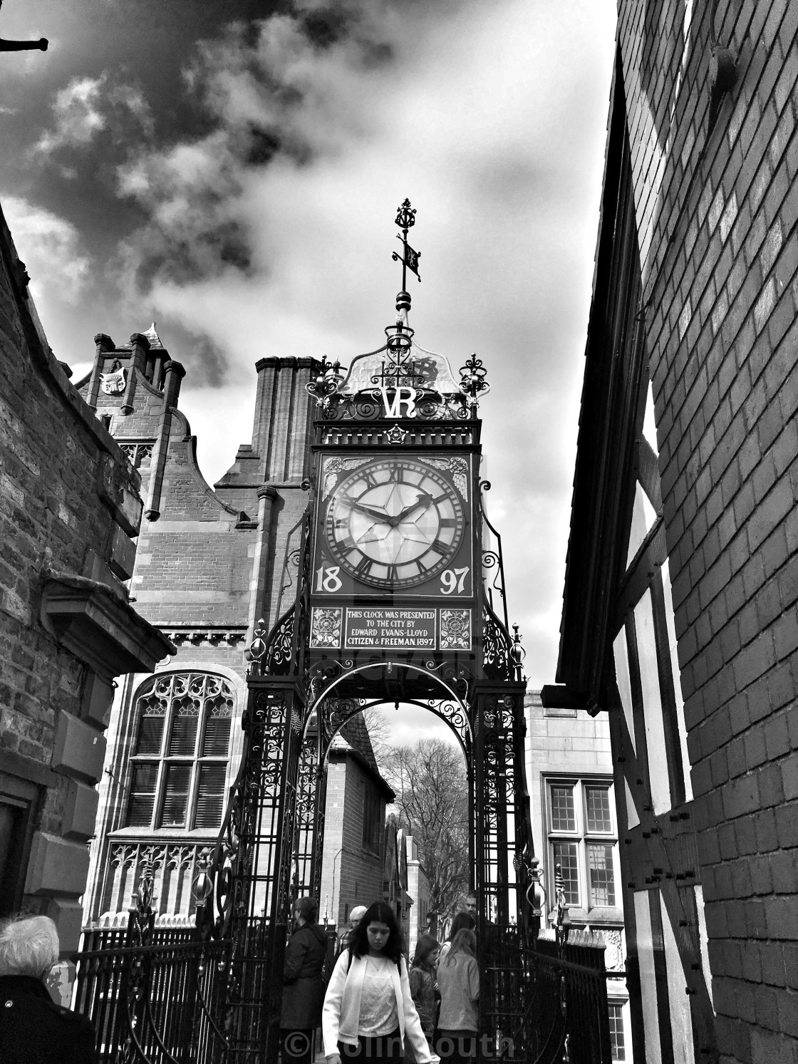 "The Eastgate Clock, Chester." stock image