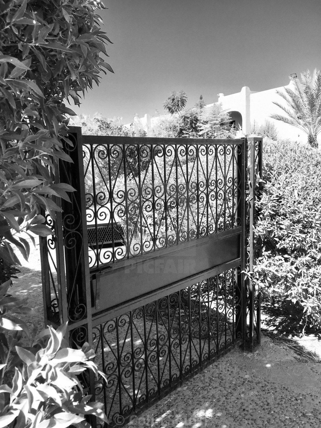 "Gate to a Marrakech garden." stock image