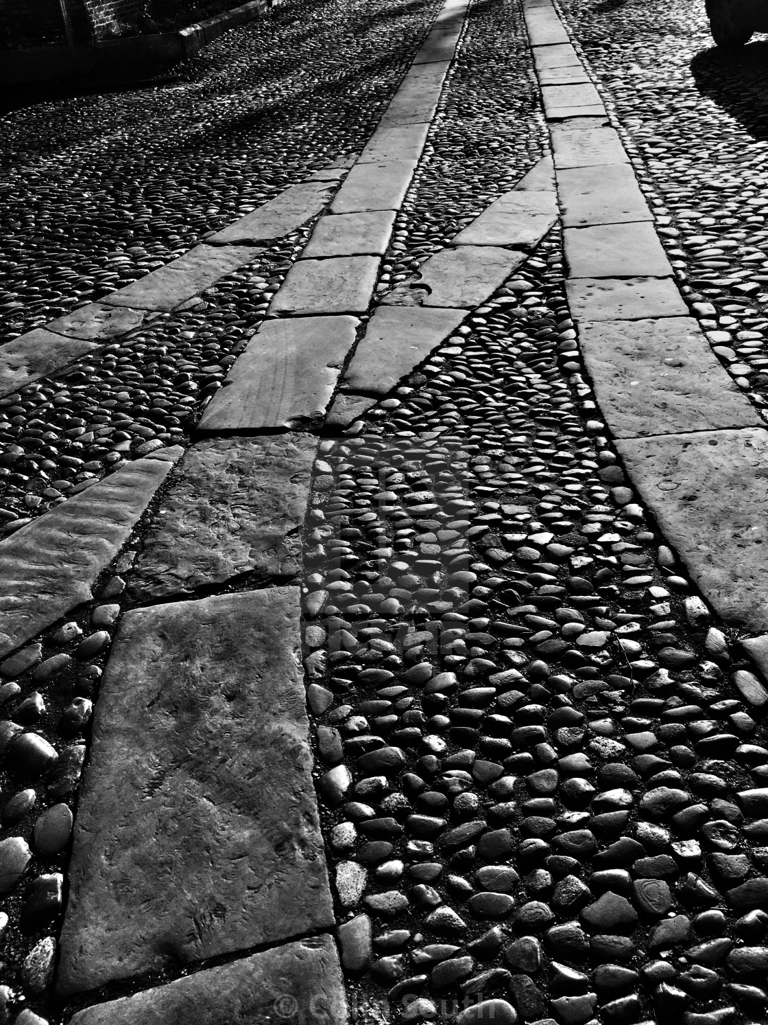 "Carriage tracks, Abbey Square, Chester." stock image