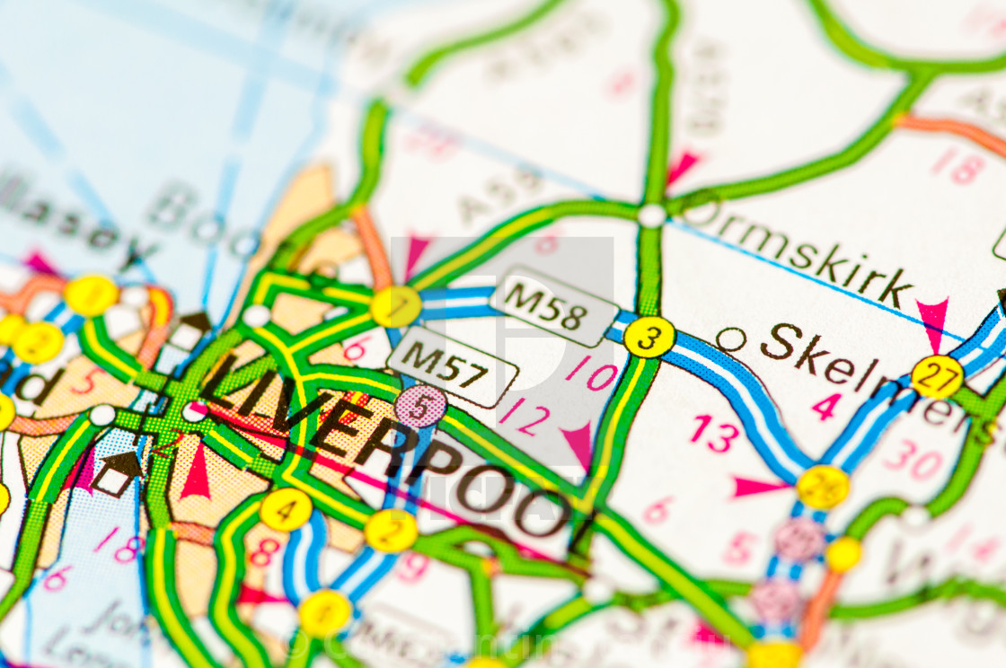 Close Up On Liverpool City On Map Travel Destination Concept License Download Or Print For 6 20 Photos Picfair