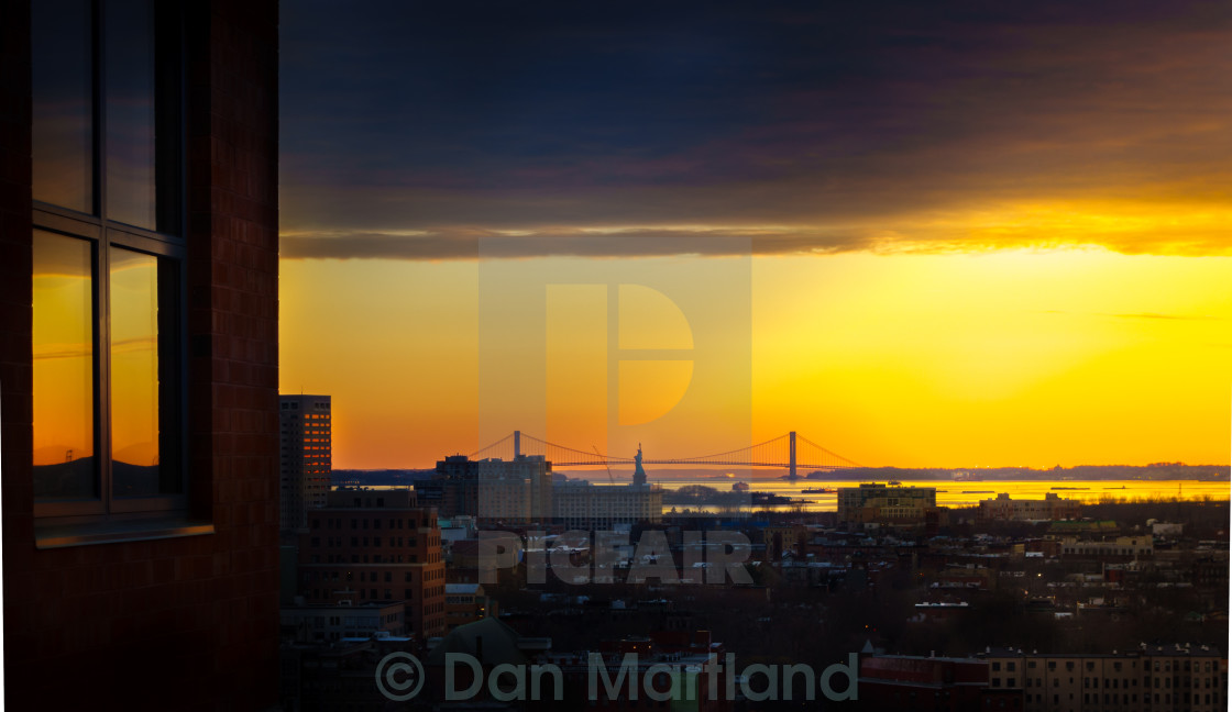 "Statue of Liberty Sunset" stock image