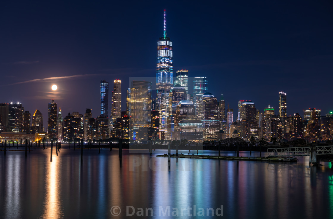 "Lower Manhattan at night" stock image