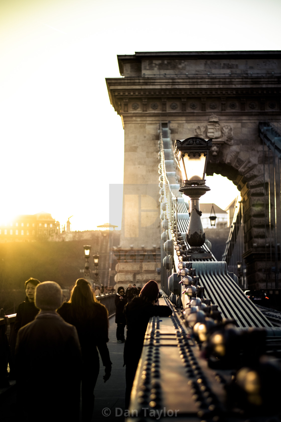 "Chain Bridge in Budapest, Hungary at sunset" stock image