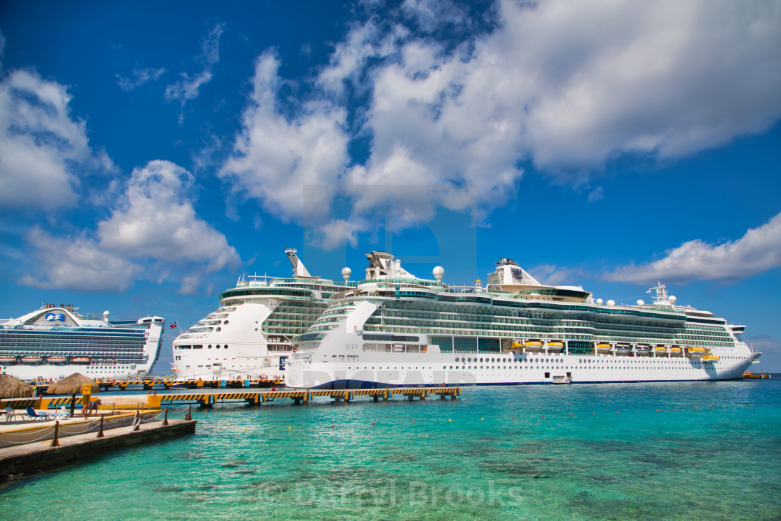 "Three Cruise Ships in Cozumel" by Darryl Brooks - $10.71 "Three Cruise Ships in Cozumel" stock image