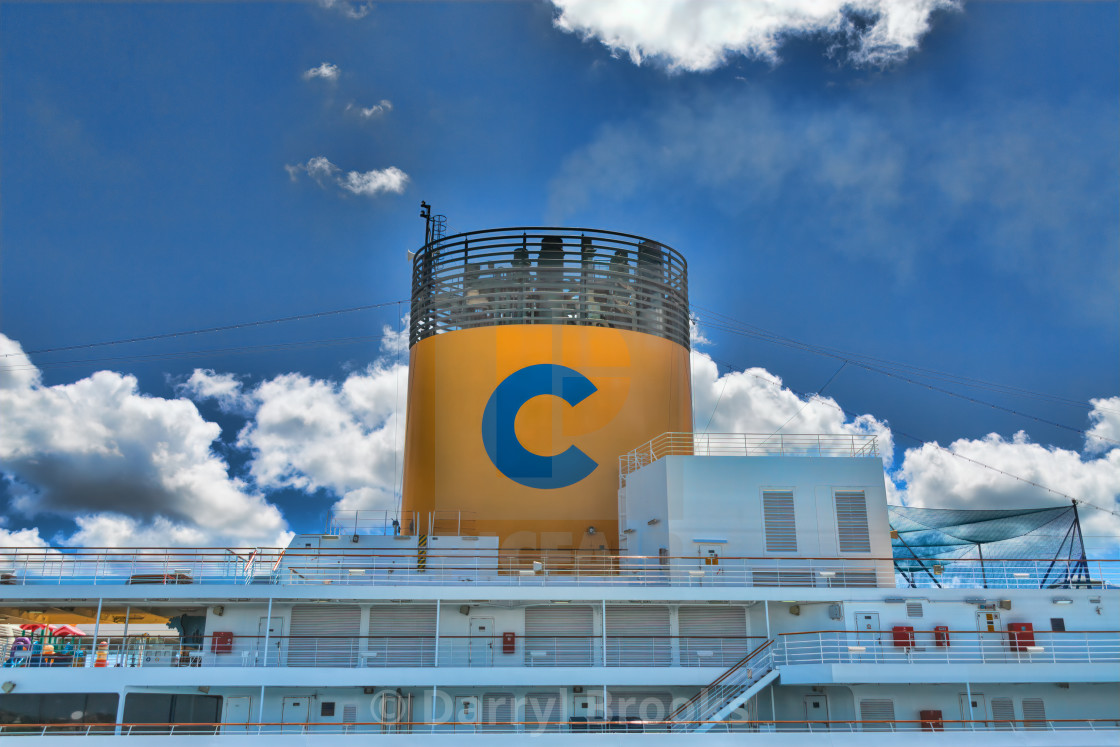 "Costa Smokestack and Decks" by Darryl Brooks - $10.71 "Costa Smokestack and Decks" stock image