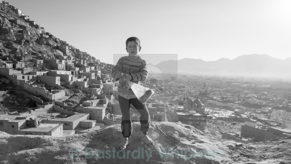 "Boy on the hill" stock image