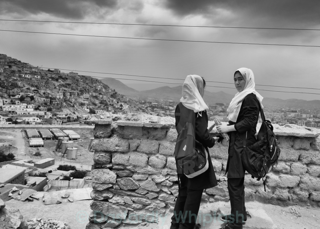 "Girls on the hill" stock image