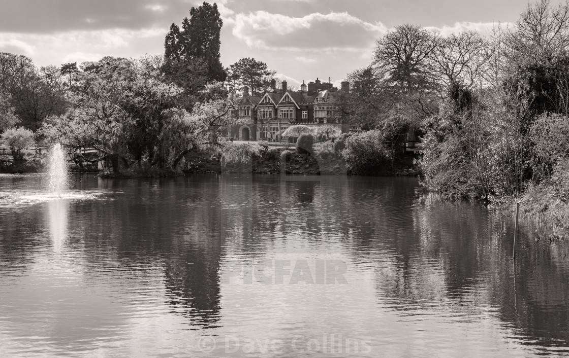 "Bletchley Park, House and Lake" stock image