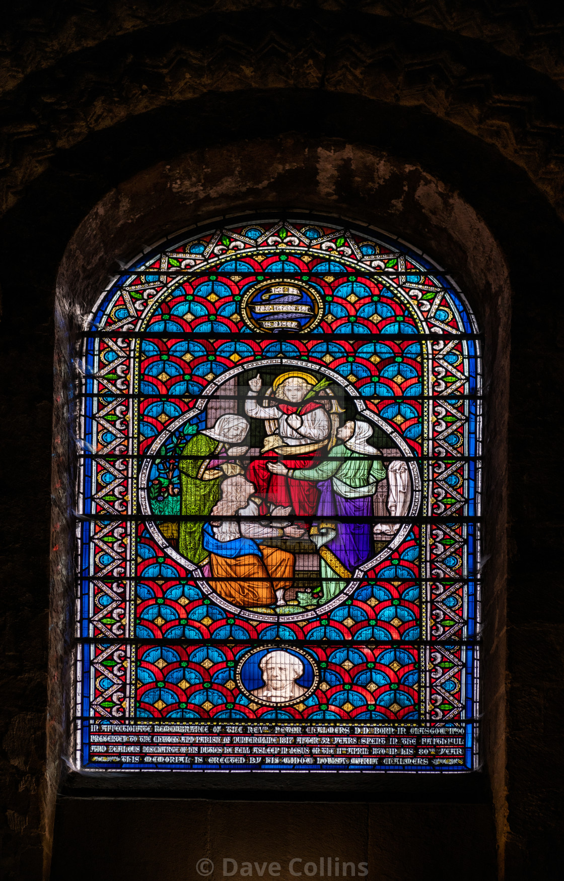 "Stained Glass Window, Dunfermline Abbey, Fife, Scotland" stock image