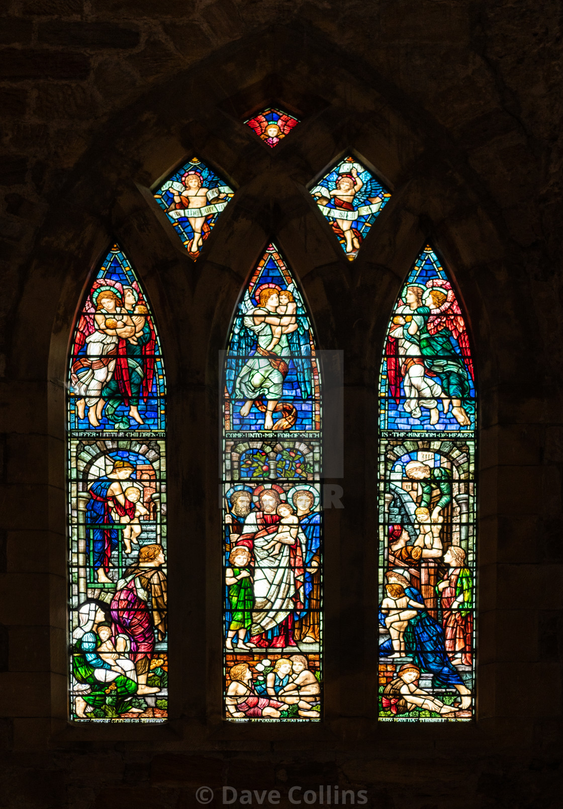"Stained Glass Window, Dunfermline Abbey, Fife, Scotland" stock image